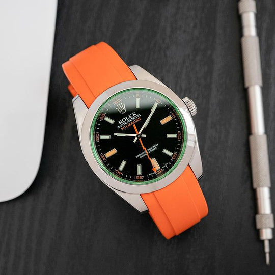 Curved End Rubber Strap for Rolex Milgauss Watch Everest Europe