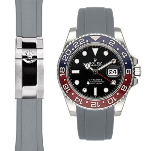 Curved End Rubber Strap for Rolex GMT Master II Ceramic Deployant (model from 2018-Present)