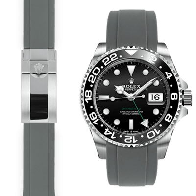 Curved End Rubber Strap for Rolex GMT Master II Ceramic Deployant