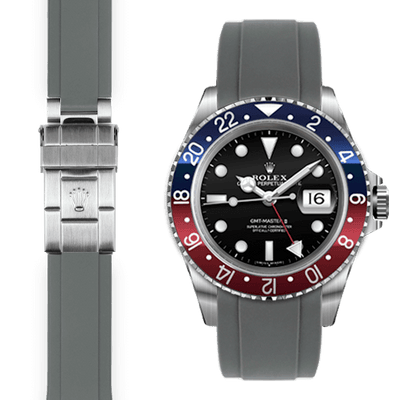 Curved End Rubber Strap for Rolex GMT Master I & II Deployant