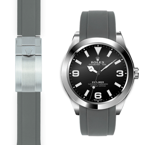 Curved End Rubber Strap for Rolex Explorer I Deployant