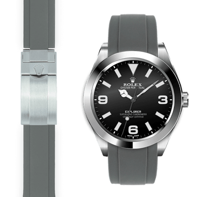 Curved End Rubber Strap for Rolex Explorer I Deployant