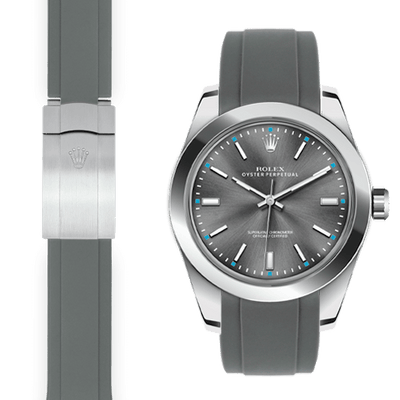 Cinturino in gomma con estremità curva per Rolex Oyster Perpetual 39mm Deployante