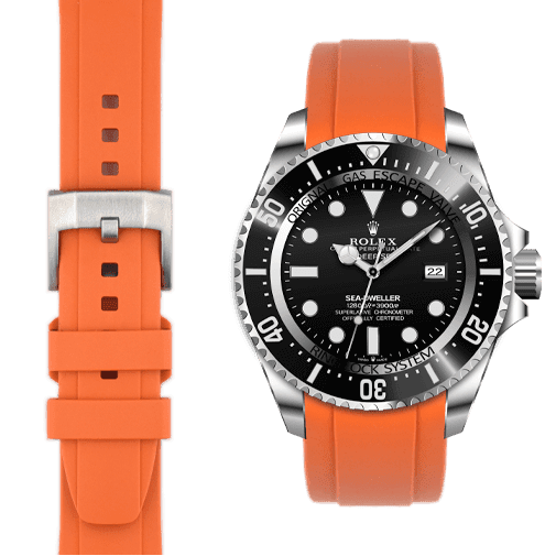 Curved End Rubber Strap for Rolex Deepsea Sea Dweller Watch Everest Europe