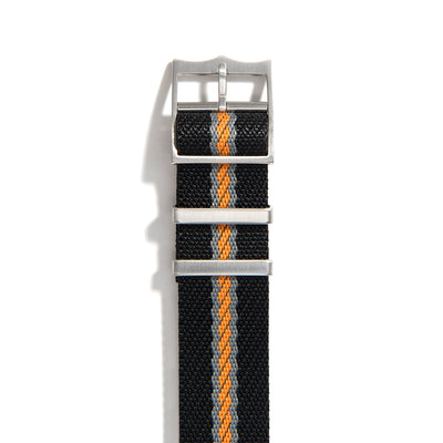 Everest Black, Gray, and Orange Single Pass Nylon Watch Band