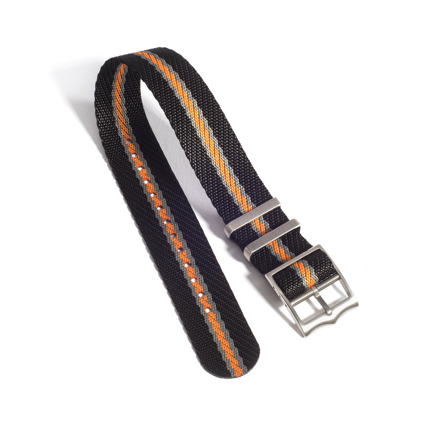 Everest Black, Gray, and Orange Single Pass Nylon Watch Band