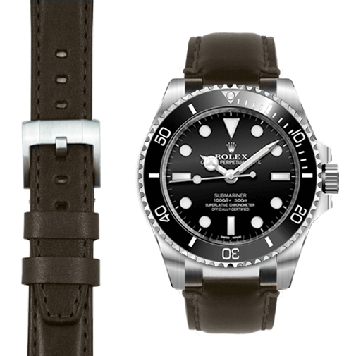 Steel End Link Leather Strap System for the Rolex Sub Ceramic No-Date