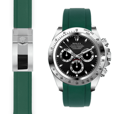 Rolex Daytona green rubber deployant watch strap