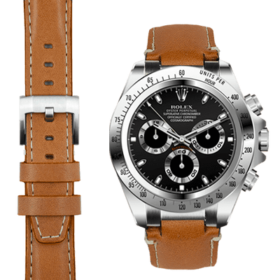 Steel End Link Leather Strap for Rolex Daytona with Tang Buckle