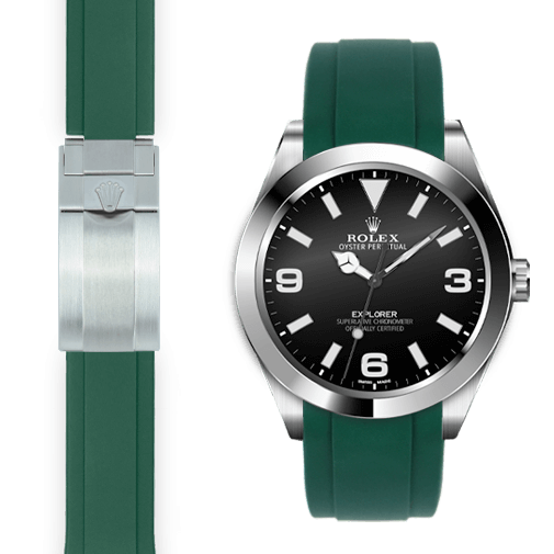 Curved End Rubber Strap for Rolex Explorer I Watch Everest Europe