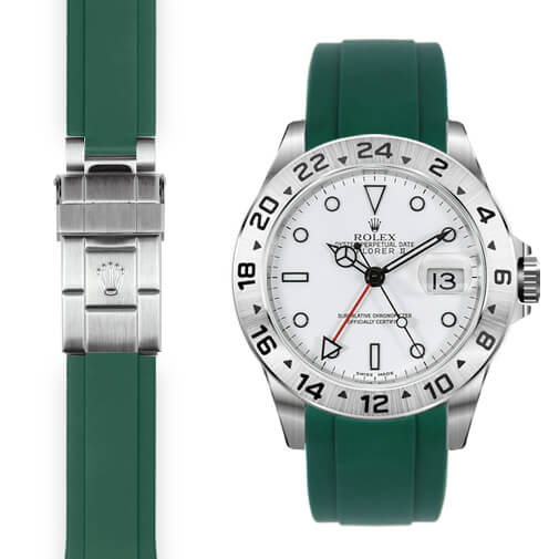 Rolex explorer ii on rubber strap hot sale