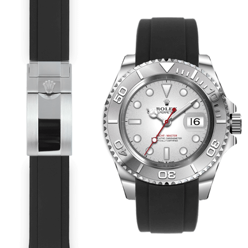 Curved End Rubber Strap for Rolex Yacht Master Watch Everest Europe
